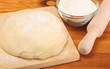 dough,  flour,  rolling pin on  wooden table