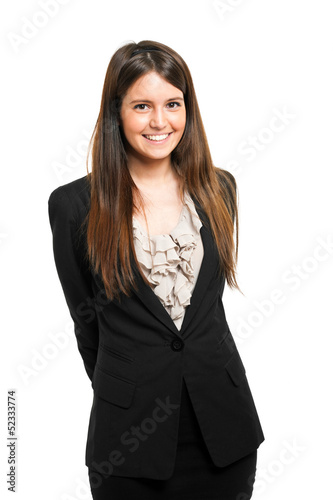 Photo: Young businesswoman isolated on white Young businesswoman isolated on white