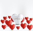 Heart 3d White Red Color