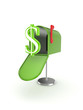 Symbol of dollar in postbox.