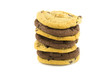 Chocolate chip cookies on white background