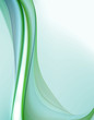 Abstract bright green waves on light blue background
