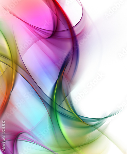 Illustration: Abstract gentle color waves on white background Abstract gentle color waves on white background