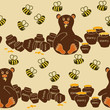 Seamless pattern of bear and bees