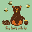 Background with bear and bees