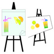 artist table with cocktail vector illustration