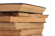 Pile of old books isolated on white