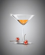 Cocktail drink with two red ripe cherries