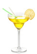 Yellow cocktail in glass isolated on white