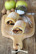 Apple strudel with raisins and walnuts