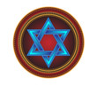 Embroidered button with the star of David.Vector