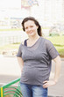 Pregnant woman in city
