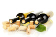 Wine and corks isolated on white