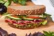 Sandwich with sausage and vegetables