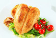 Photo: Roasted chicken breasts with potatoes and salad Roasted chicken breasts with potatoes and salad