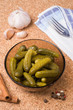 A plate of pickled cucumbers