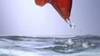 Fresh strawberry under water with a splash. 