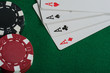 Photo: Chips and cards for the poker. Chips and cards for the poker.