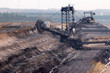 A giant bucket-wheel excavator in a brown-coal mine