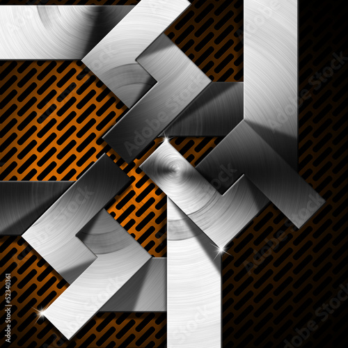 Illustration: Orange and Metal Geometric Background Orange and Metal Geometric Background