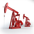 Illustration: Two Red Oil pumps. Oil industry equipment. Two Red Oil pumps. Oil industry equipment.