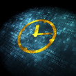 Timeline concept: Clock on digital background