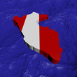 Peru map flag in abstract ocean illustration