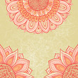 Grunge pink greeting card with circular floral ornament