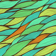 Seamless green hand drawn floral pattern with abstract leaves