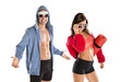 athletic man and woman