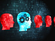 Education concept: Head Whis Gears on digital background