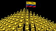 pyramid of men with rippling Colombia flag animation