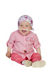 Adorable baby with a headscarf beating the disease
