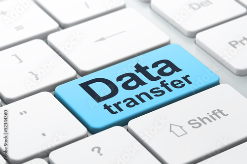 Illustration: Information concept: Data Transfer on computer keyboard backgrou Information concept: Data Transfer on computer keyboard backgrou