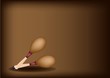 Two Beautiful Maracas on Dark Brown Background