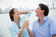Romantic couple drinking champagne