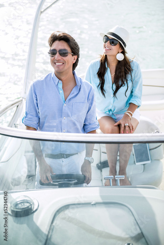 Photo: Romantic couple on a boat Romantic couple on a boat