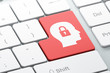 Finance concept: Head Whis Padlock on computer keyboard backgrou