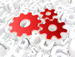 Web development concept: Gears on alphabet background