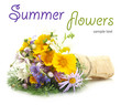 Beautiful bouquet of bright  wildflowers isolated on white