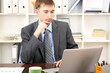 Young businessman at lunch break in office