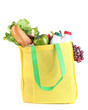 Eco bag with shopping isolated on white