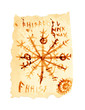 Old paper with symbols, isolated on white