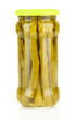 Canned asparagus isolated on white