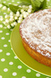 Delicious poppy seed cake on table close-up