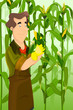 Vector: Farmer harvesting corns Farmer harvesting corns