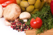 Olives with fresh vegetable and spices