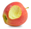 Bitten red apple isolated on white.