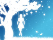 Colorful girl on swing silhouette
