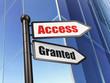 Protection concept: Access Granted on Building background